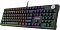 Фото-4 Механическая клавиатура MSI Forge GK320, вид сверху под углом; полноразмерная раскладка с цифровым блоком, круглый регулятор в правом верхнем углу и многоцветная подсветка по зонам, чёрный корпус; изображение показывает общий внешний вид модели на странице товара.